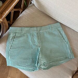 J. Crew seersucker shorts.